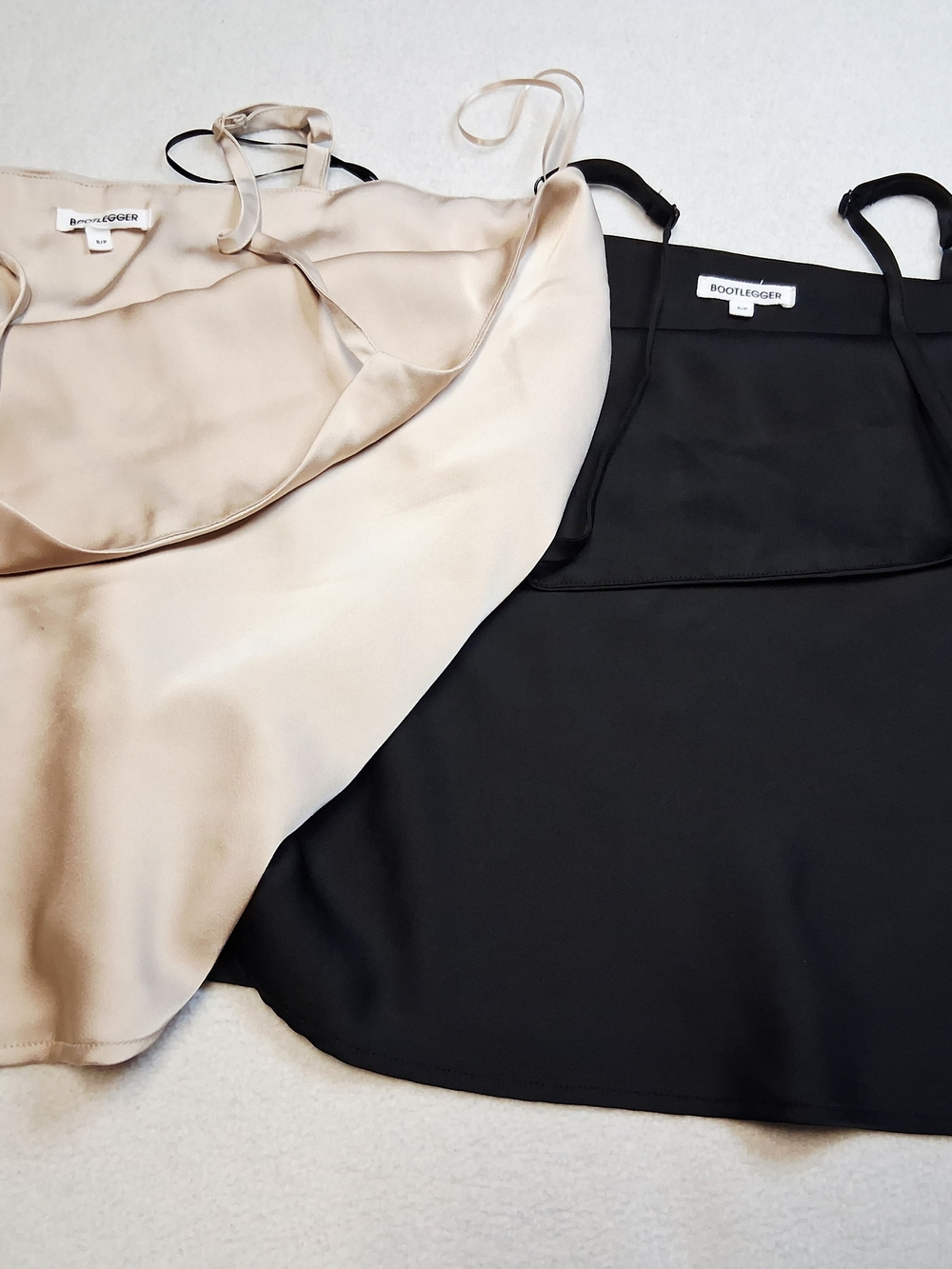 Women's Satin Cami Tank Tops - Black and Cream - Picture 8 of 8